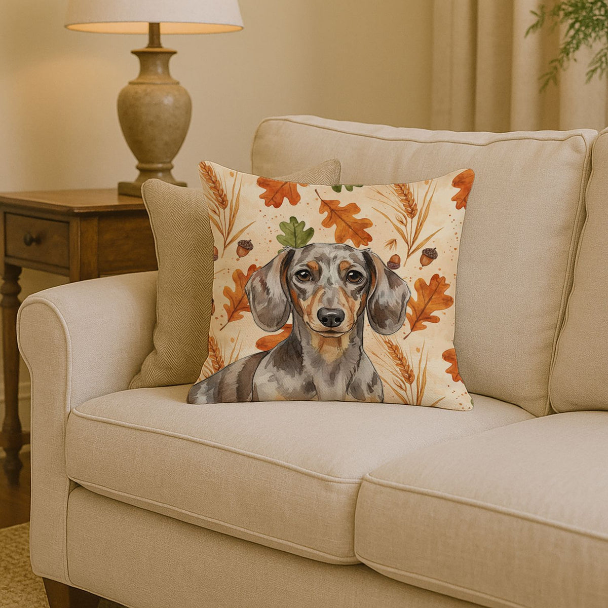 Dapple Dachshund Heirloom Fall Throw Pillow