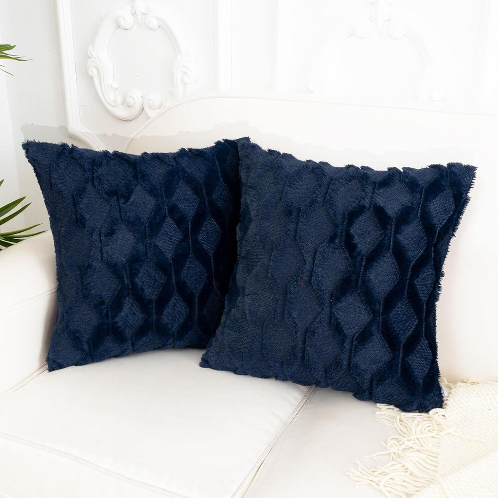 Navy Geometric Shell Throw Pillow Covers