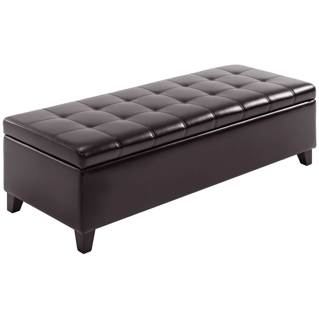 Dark Brown Lift-Top Storage Bench with Seating