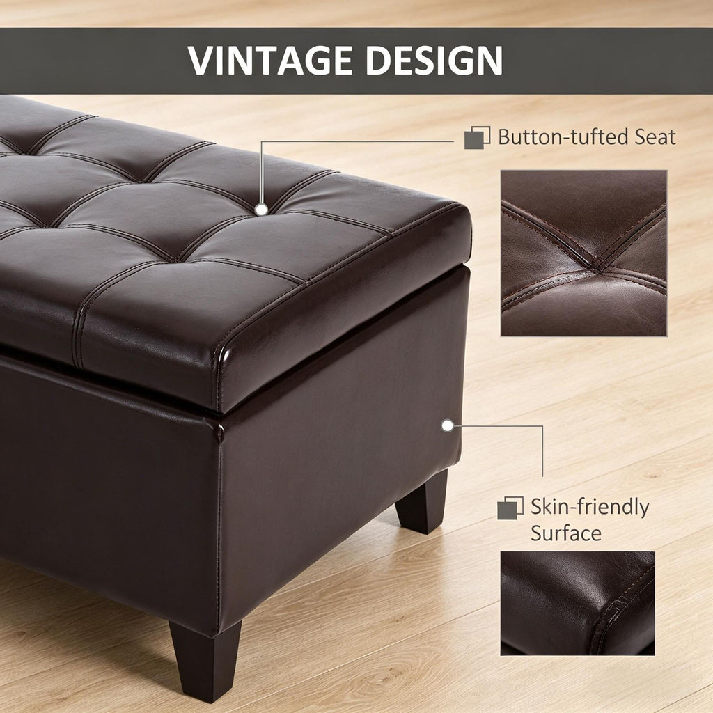 Dark Brown Lift-Top Storage Bench with Seating