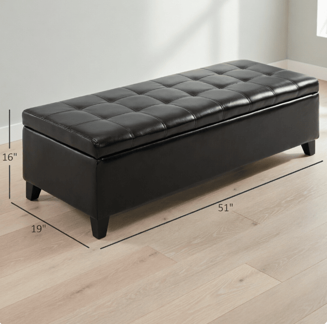 Dark Brown Lift-Top Storage Bench with Seating