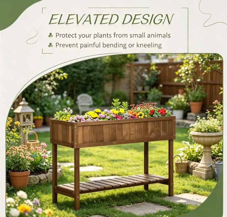 Elevated Raised Garden Bed with Eight Planting Sections