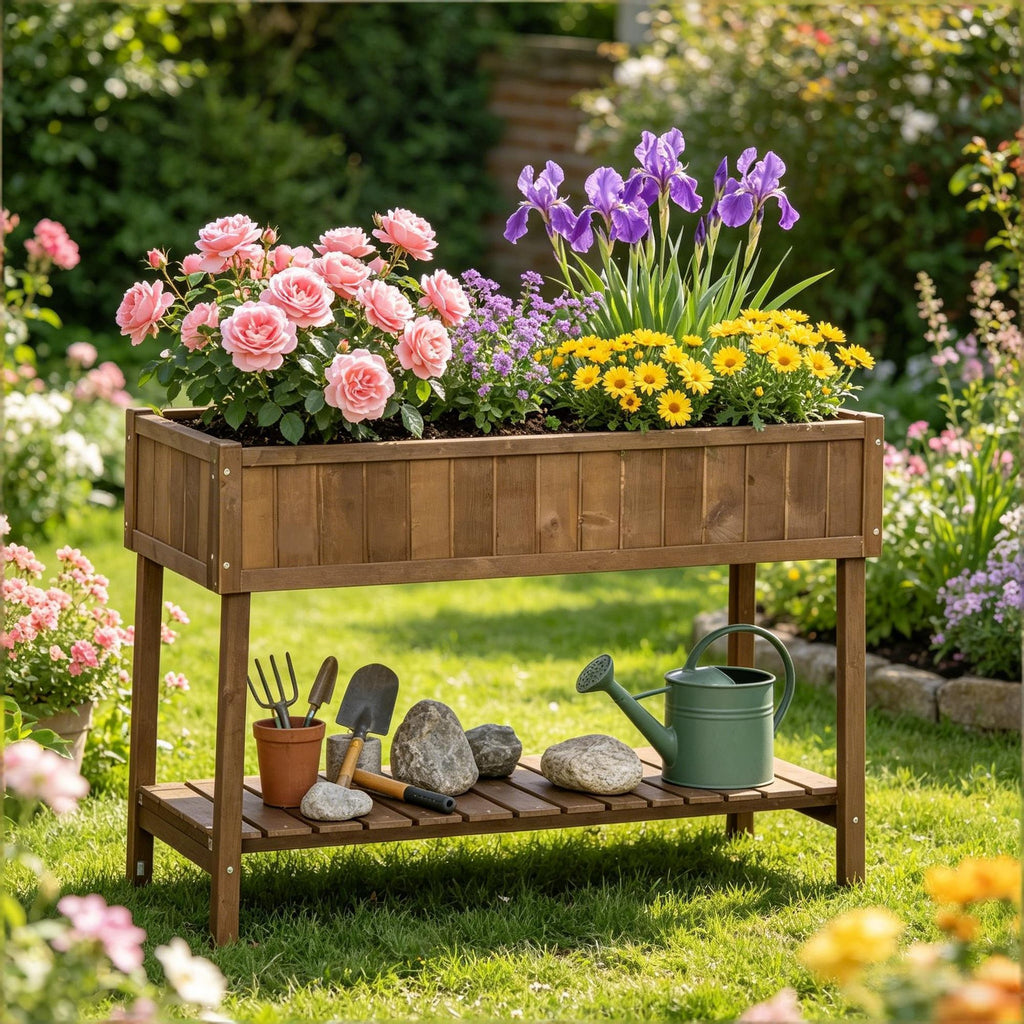Elevated Raised Garden Bed with Eight Planting Sections