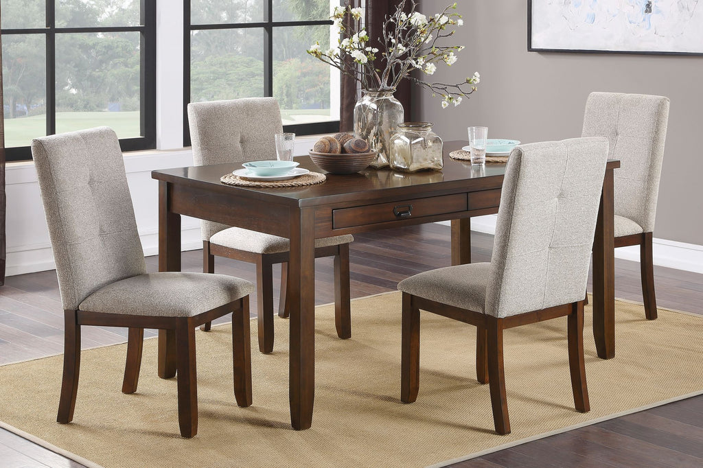 Dark Cherry Finish Dining Table with 4 Drawers 1pc Transitional Style Wooden Funiture