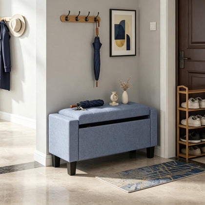 Dark Gray Storage Ottoman with Hidden Compartment and Tufted Design for Living Room Entryway