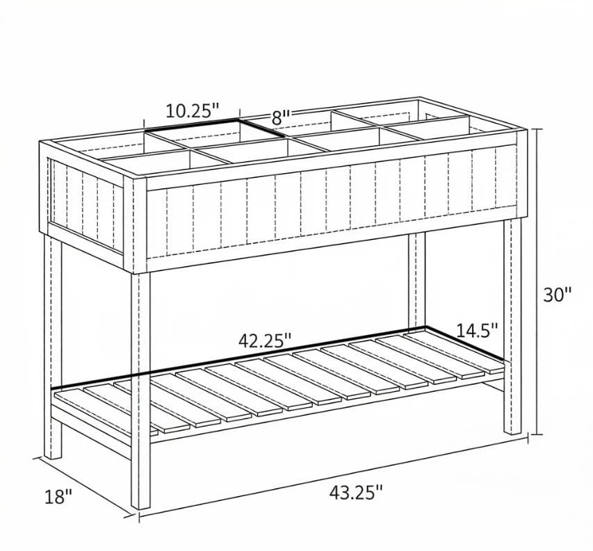 Dark Gray Elevated Garden Bed with Eight Planting Sections