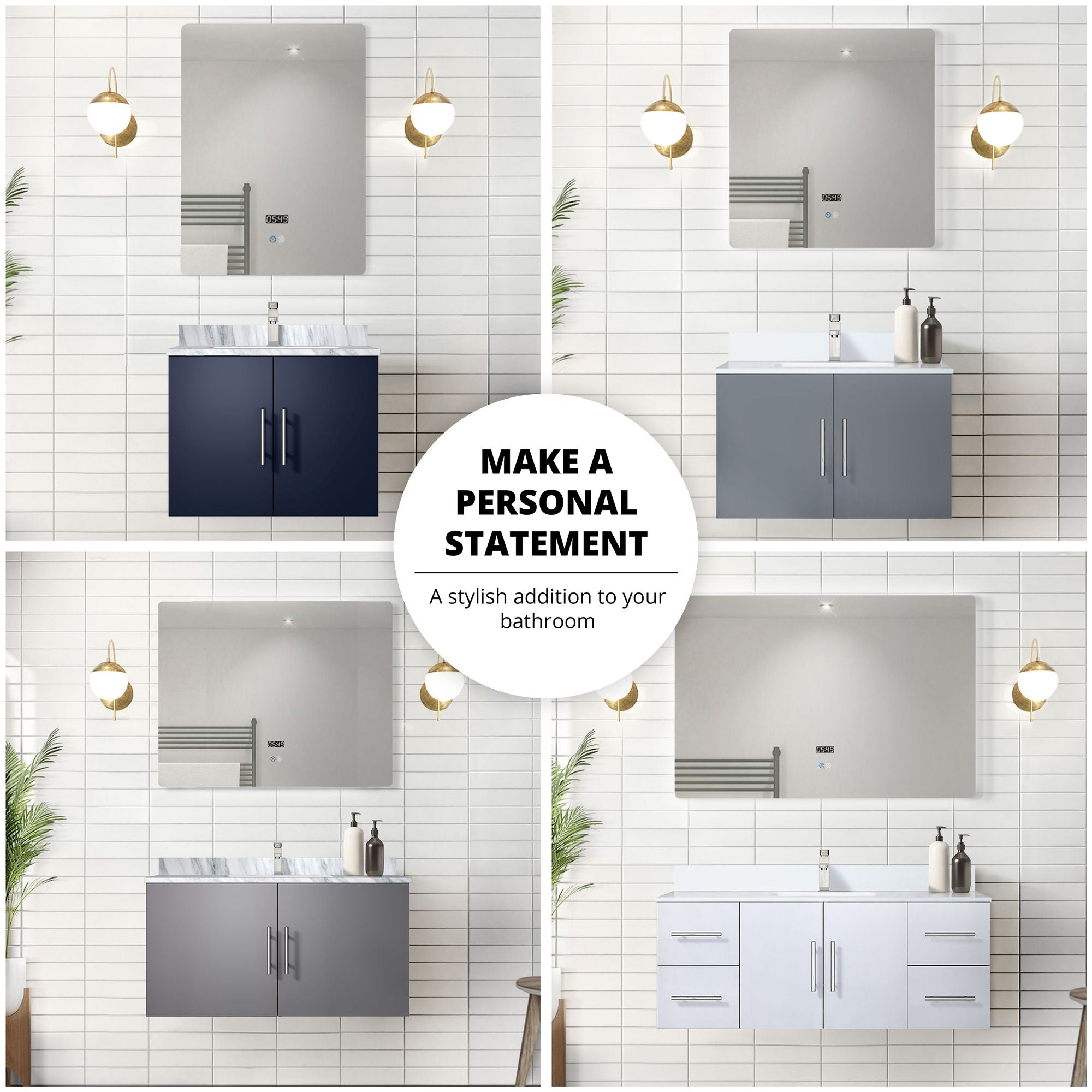 Dark Grey Bath Vanity with Faucet and Soft-Close Storage