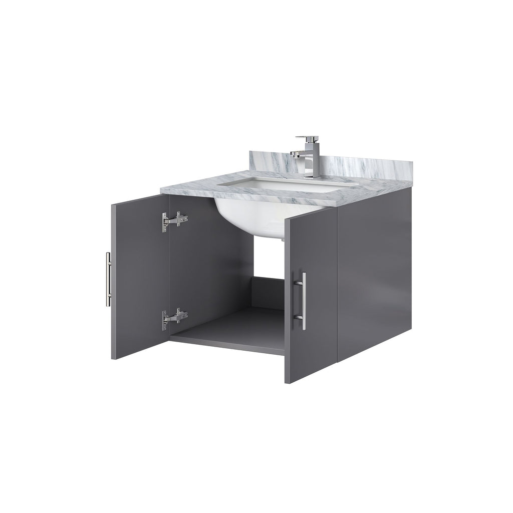 Dark Grey Bath Vanity with Faucet and Soft-Close Storage