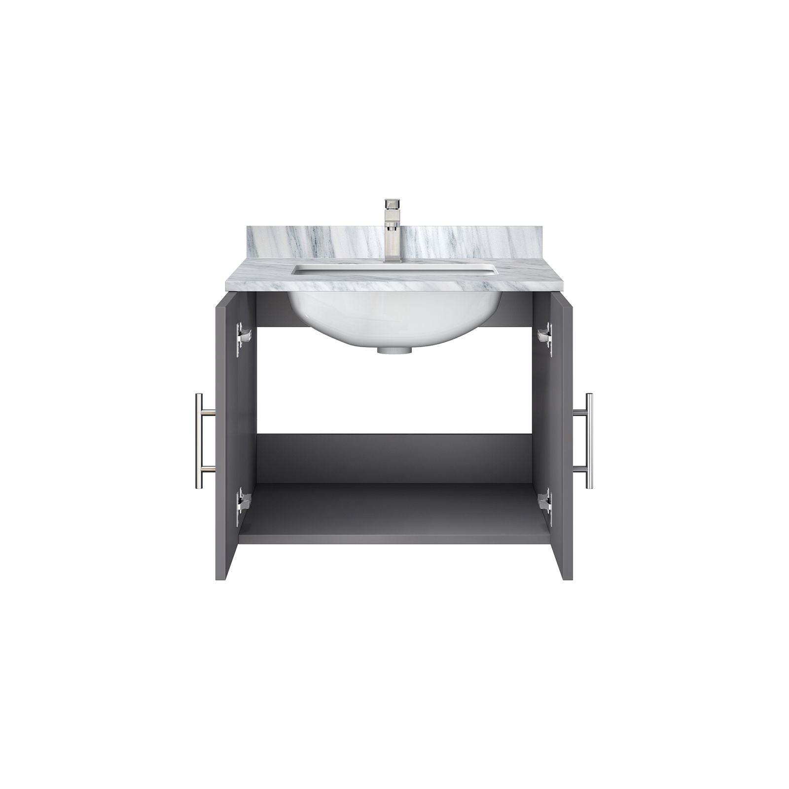 Dark Grey Bath Vanity with Faucet and Soft-Close Storage