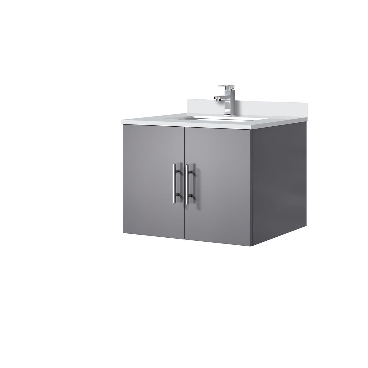 Dark Grey Bathroom Vanity with Storage and Faucet Set