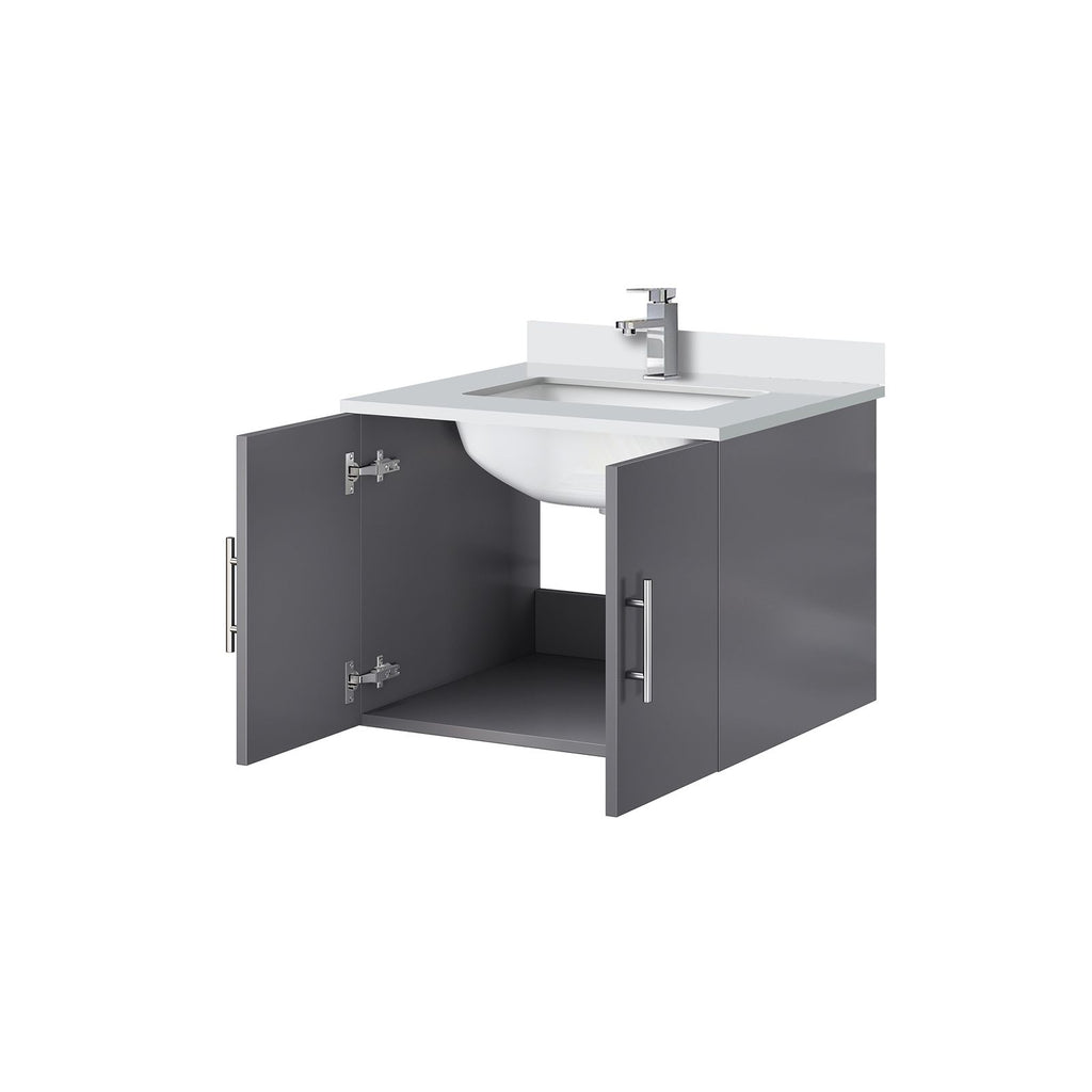 Dark Grey Bathroom Vanity with Storage and Faucet Set