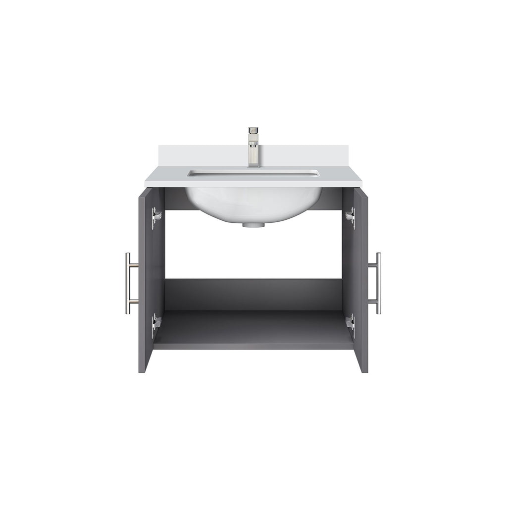 Dark Grey Bathroom Vanity with Storage and Faucet Set