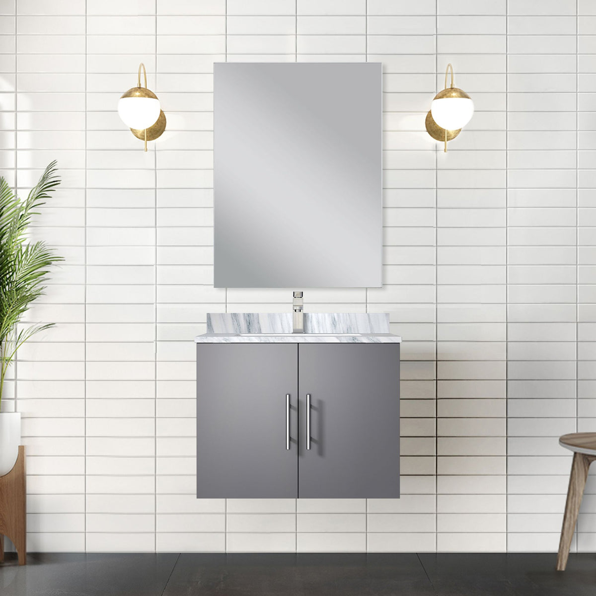 Dark Gray Vanity with Soft-Close Storage