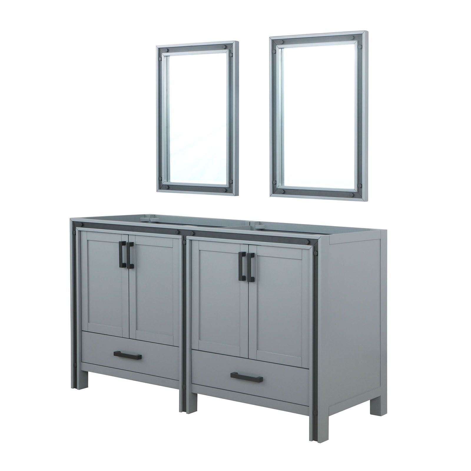 60-in Double Bath Vanity with Mirrors in Dark Grey