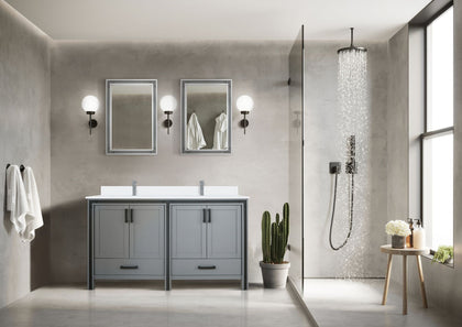 60-in Double Bath Vanity with Mirrors in Dark Grey