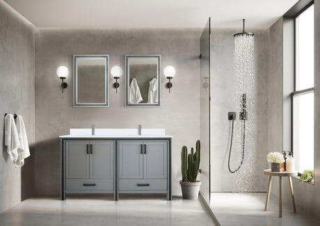 60-in Double Bath Vanity with Mirrors in Dark Grey