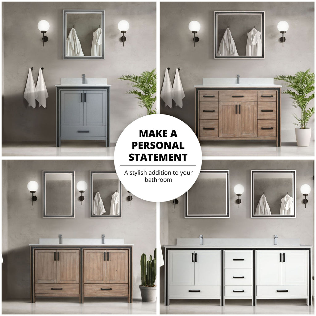 60-in Double Bath Vanity with Mirrors in Dark Grey