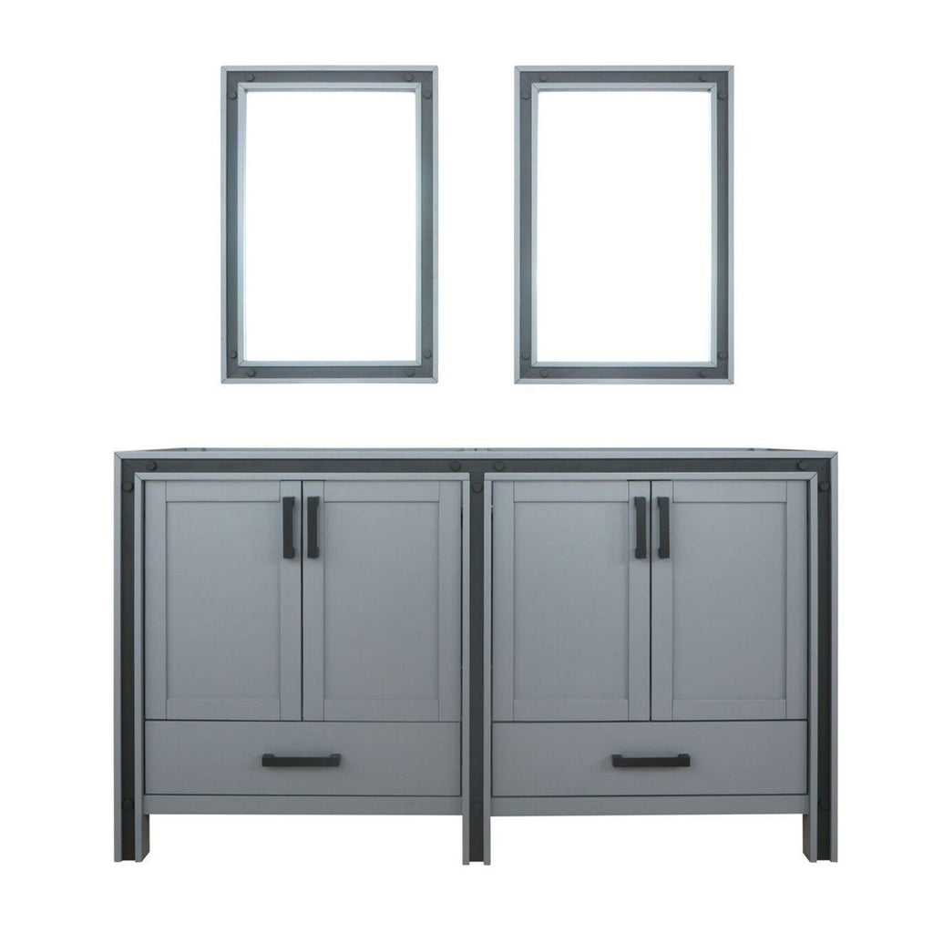60-in Double Bath Vanity with Mirrors in Dark Grey