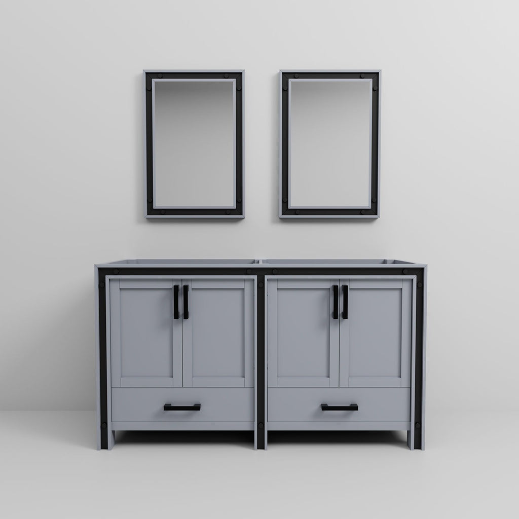 60-in Double Bath Vanity with Mirrors in Dark Grey