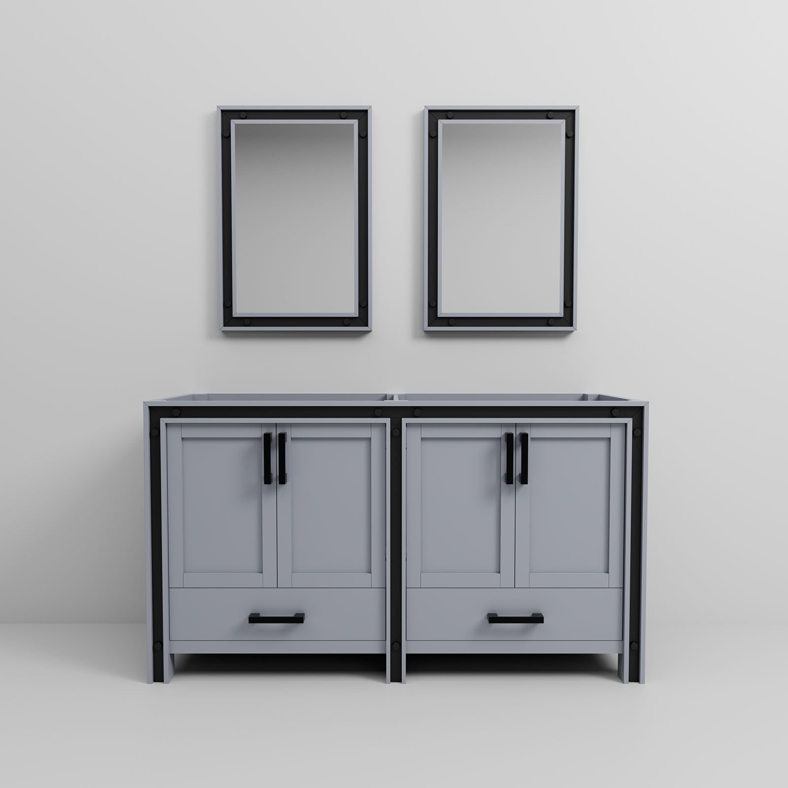 60-in Double Bath Vanity with Mirrors in Dark Grey