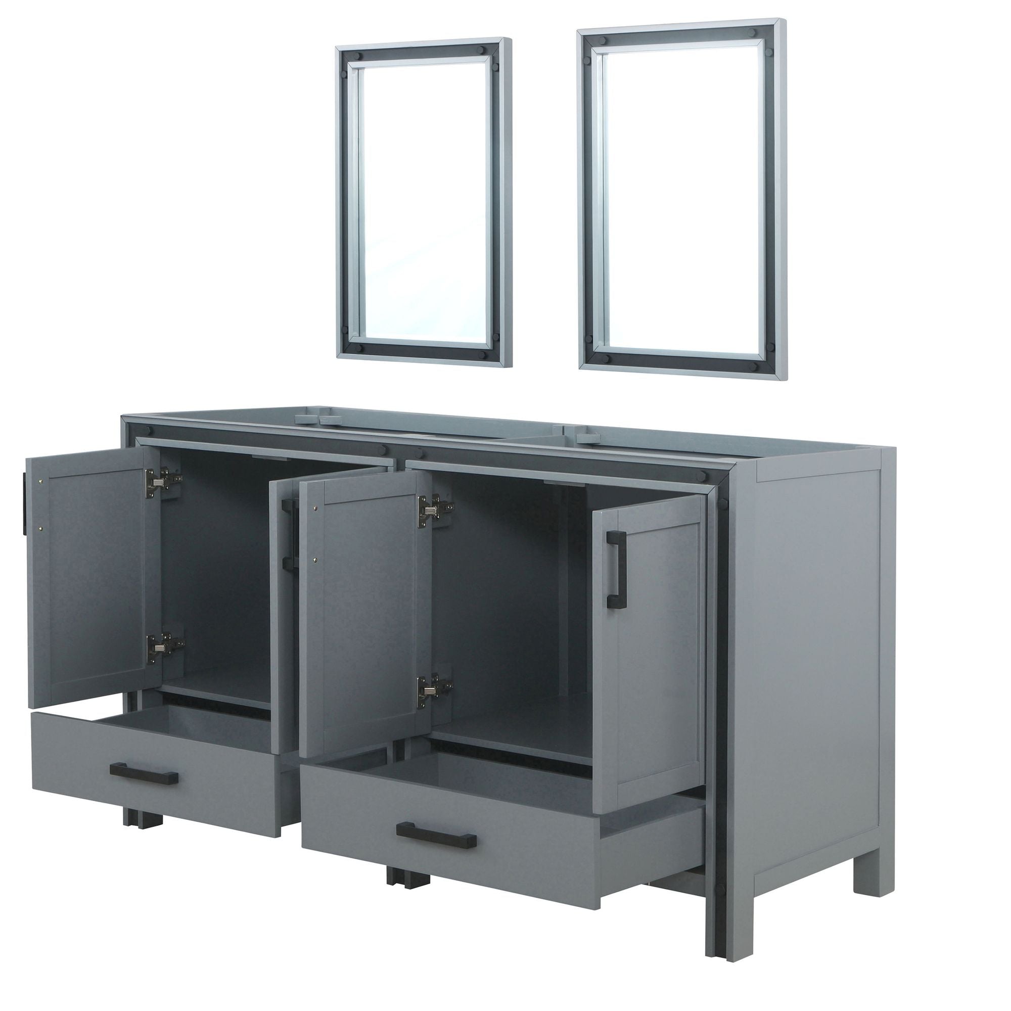 60-in Double Bath Vanity with Mirrors in Dark Grey