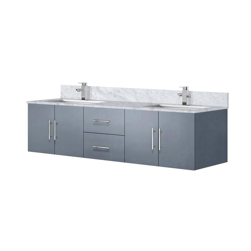Dark Grey Double Bath Vanity with Marble Top and Faucet Set