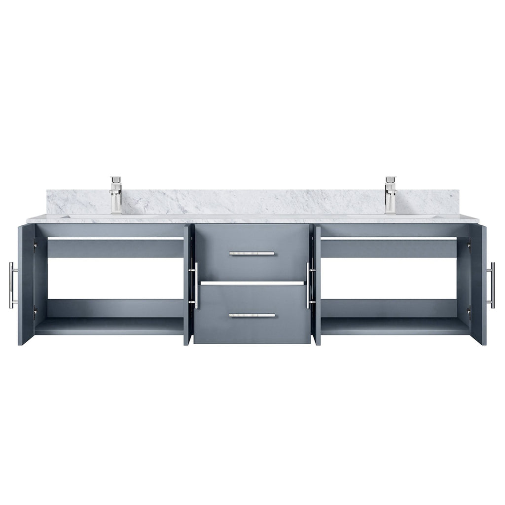 Dark Grey Double Bath Vanity with Marble Top and Faucet Set
