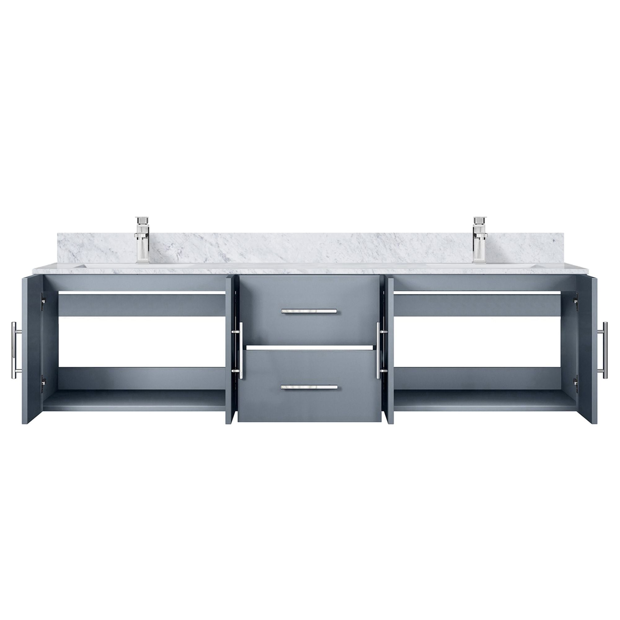 Dark Grey Double Bath Vanity with Marble Top and Faucet Set