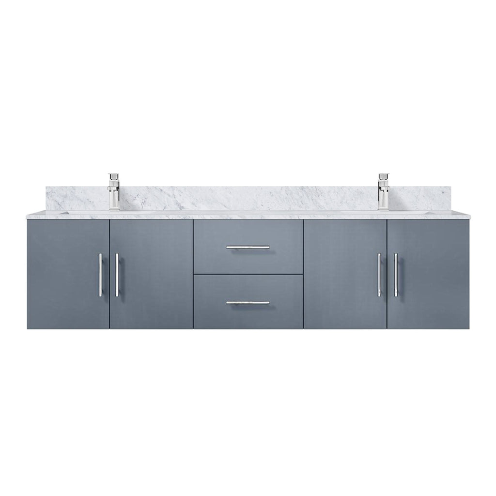 Dark Grey Double Bath Vanity with Marble Top and Faucet Set