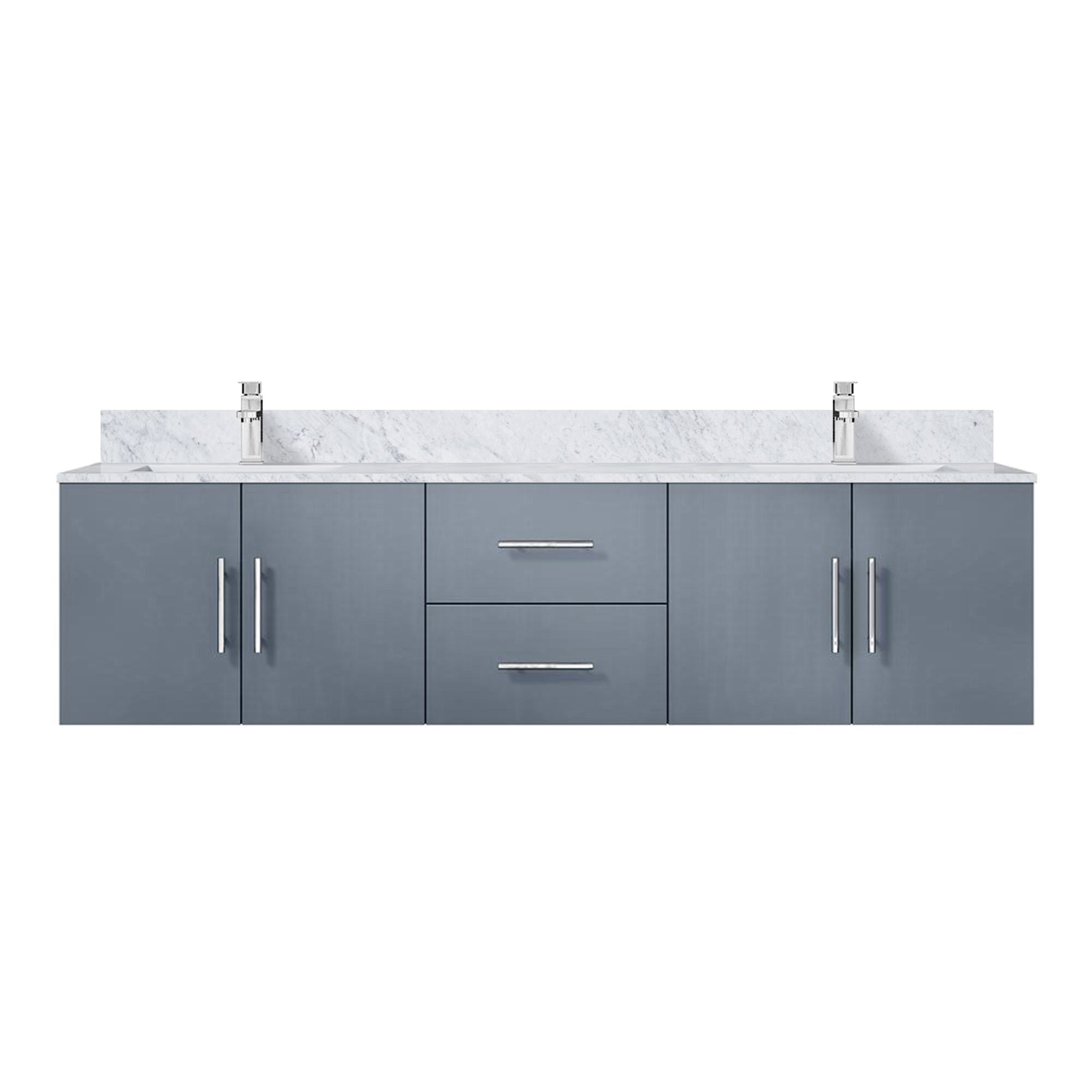 Dark Grey Double Bath Vanity with Marble Top and Faucet Set