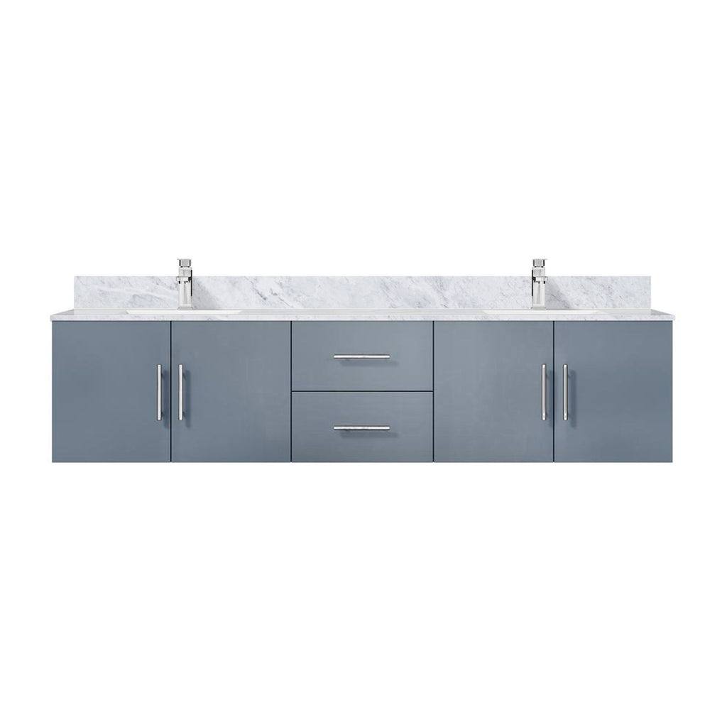 Dark Grey Double Bath Vanity with Carrara Marble Top and Faucet Set