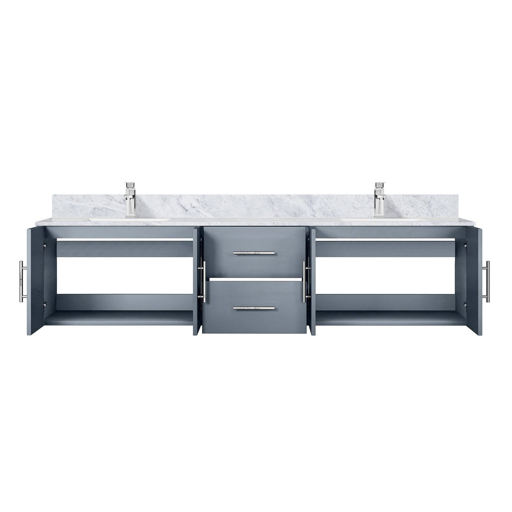 Dark Grey Double Bath Vanity with Carrara Marble Top and Faucet Set