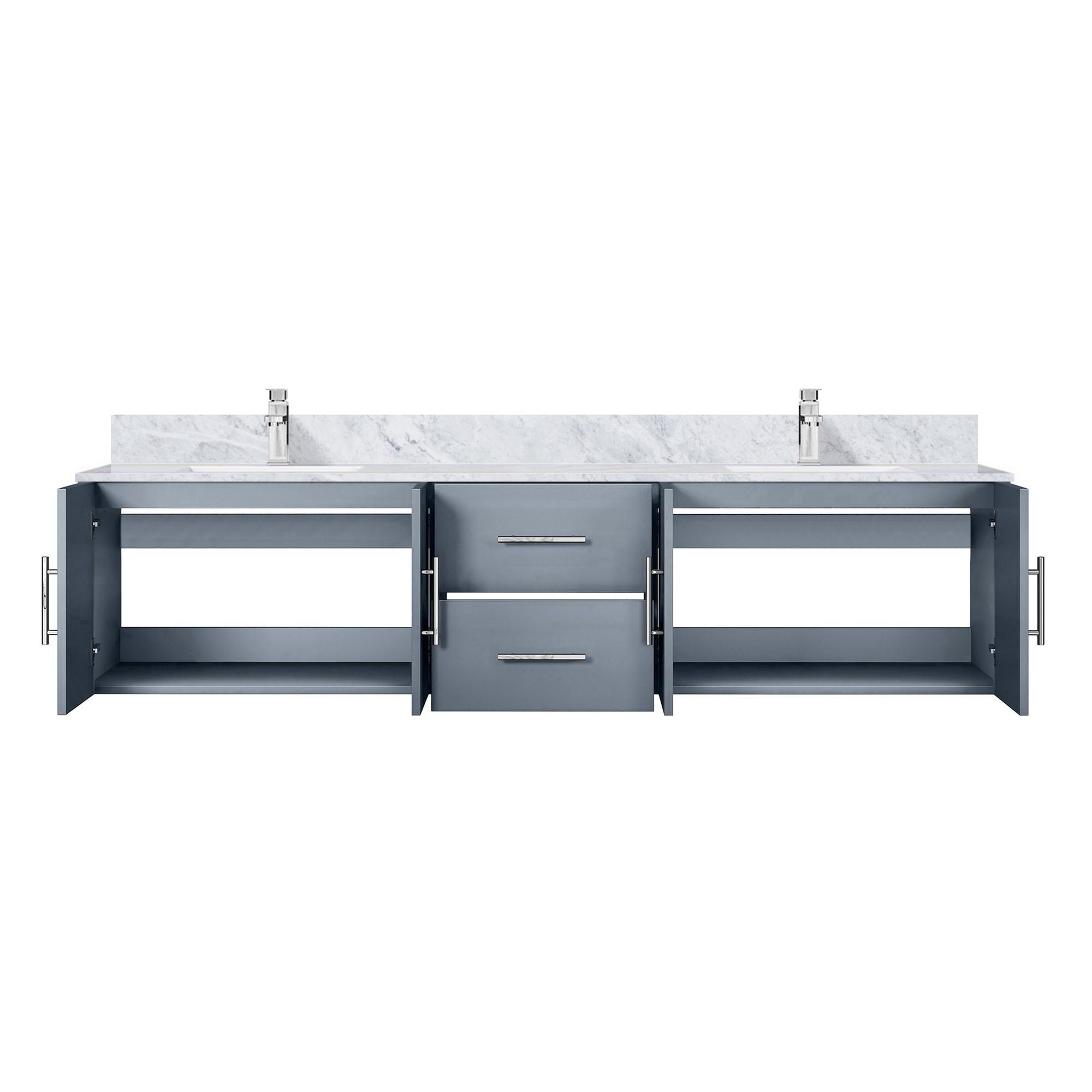 Dark Grey Double Bath Vanity with Carrara Marble Top and Faucet Set