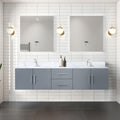 Dark Grey Double Bath Vanity with Carrara Marble Top and Faucet Set