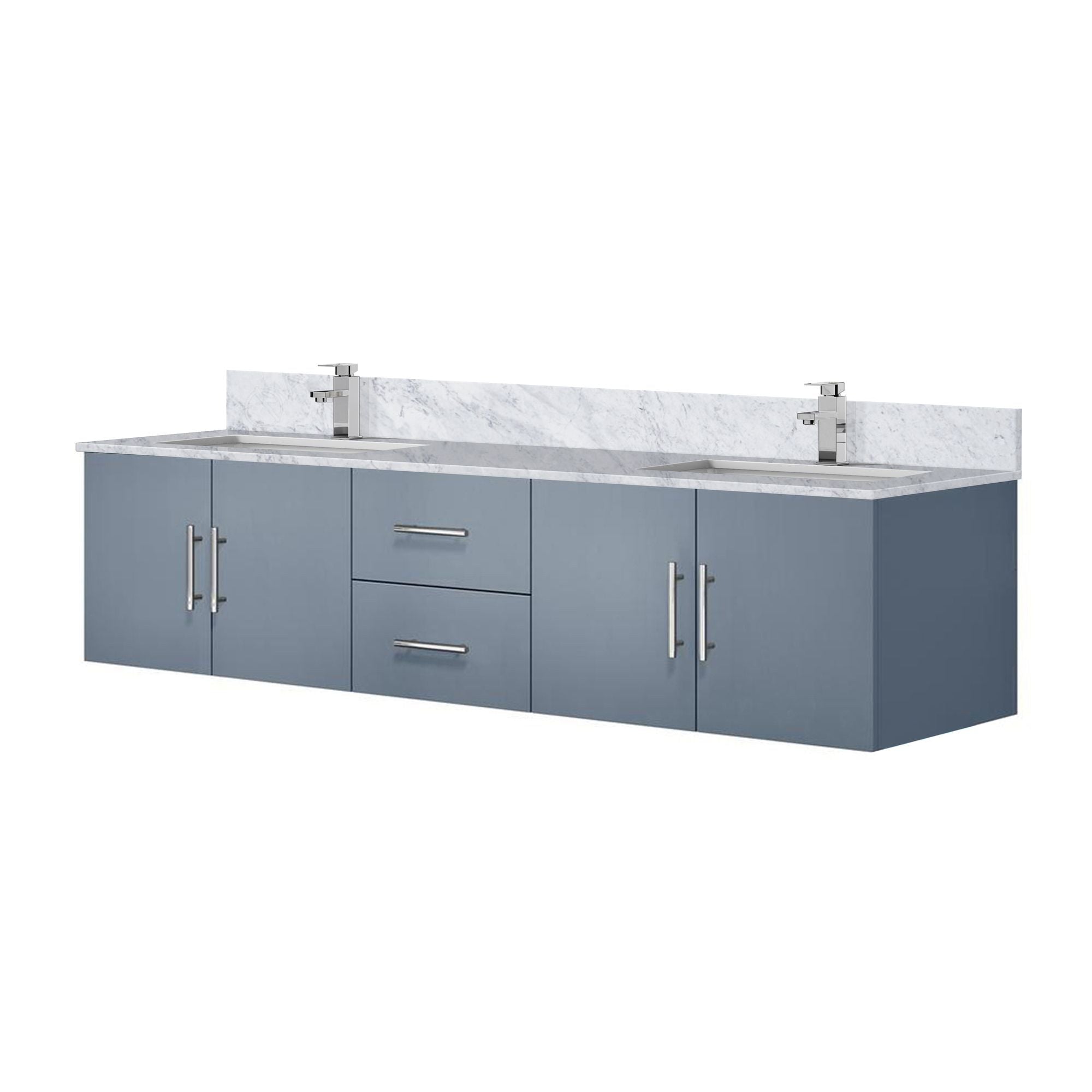 Dark Grey Double Bath Vanity with Carrara Marble Top and Faucet Set