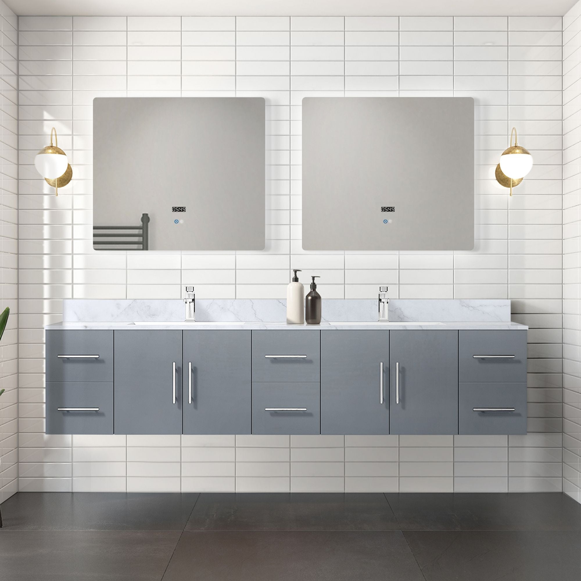 Double Bath Vanity with Ample Storage and Carrara Marble Top