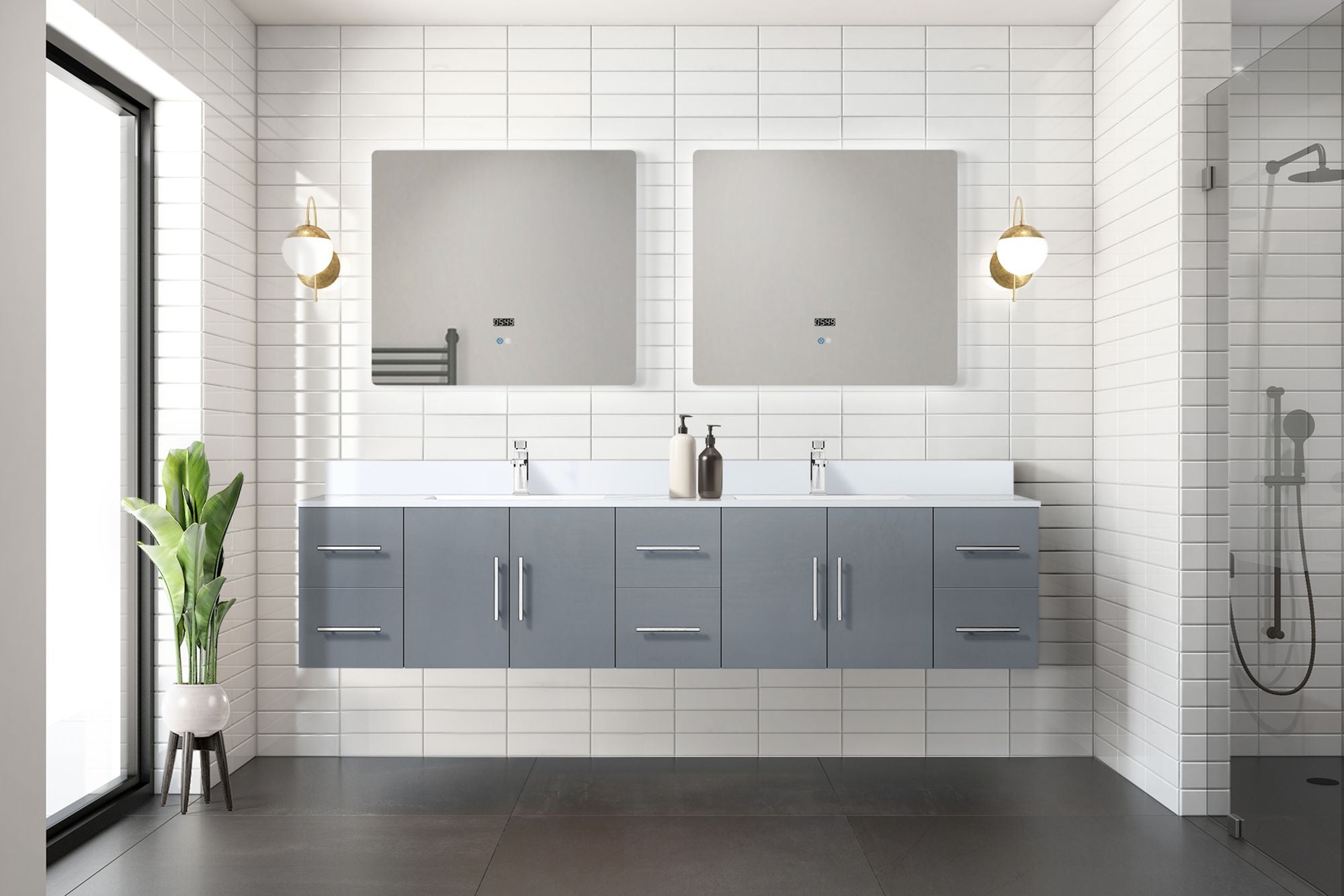84- Bathroom Vanity with Soft-Close Drawers and Marble Top