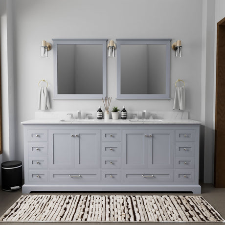 Dark Grey Double Bath Vanity. with Carrara Marble Top and Soft-Close Storage