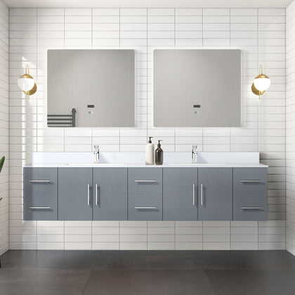 Dark Grey Double Bath Vanity with Cultured Marble Top – 84 Wide