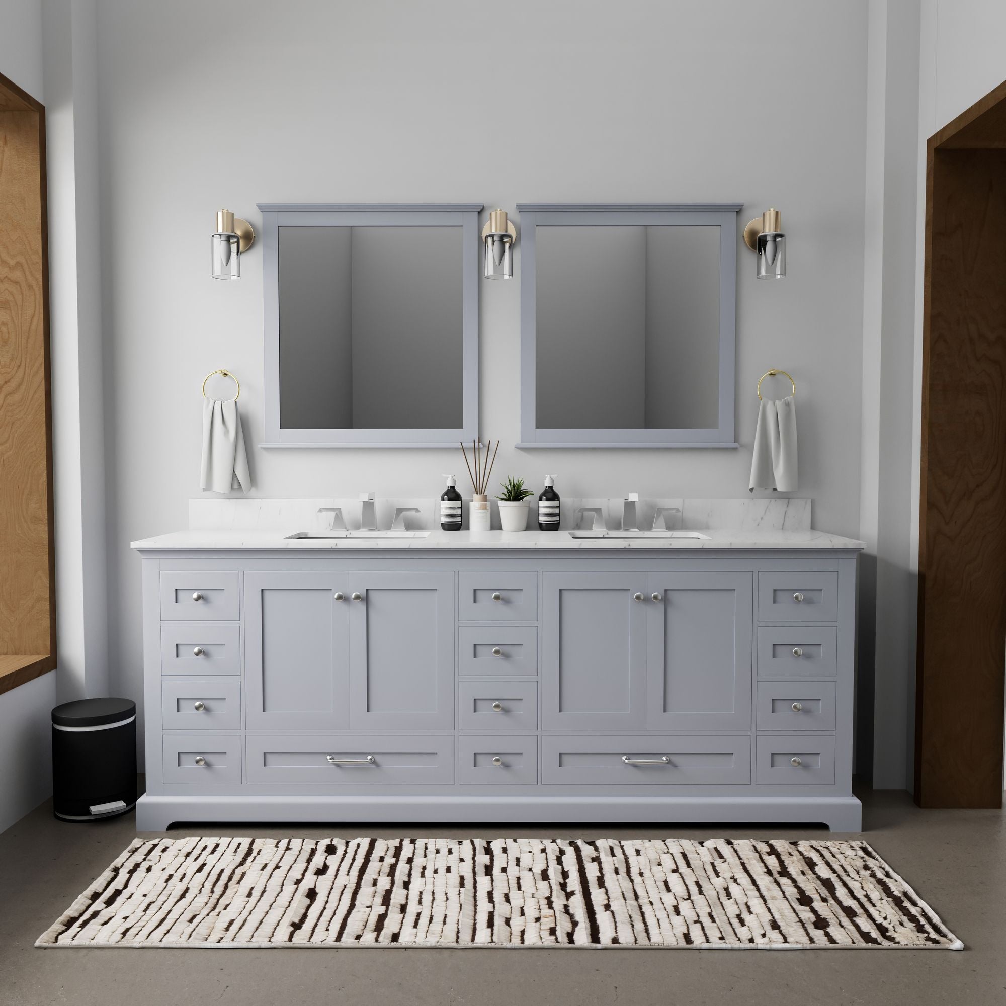 Dark Grey Double Bath Vanity with Ample Storage