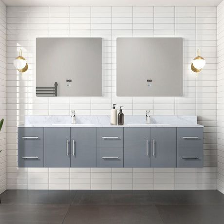 Dark Grey Double Bath Vanity with Soft-Close Drawers and Shelf