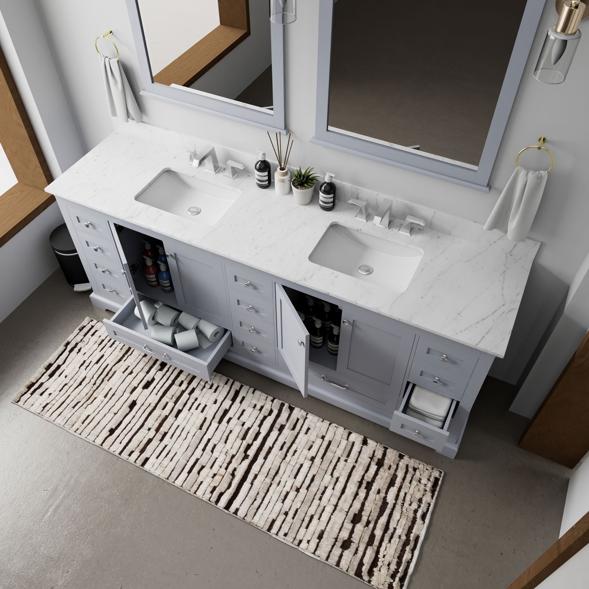 Dark Grey Double Bath Vanity with Ample Storage