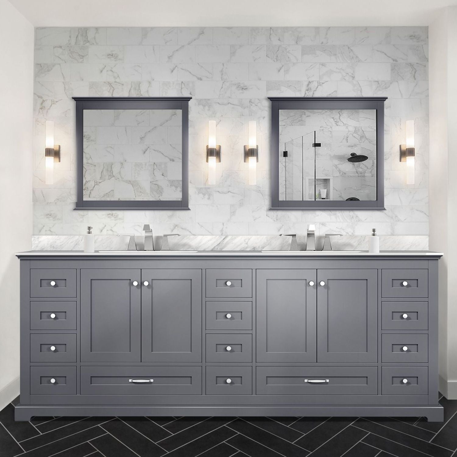 Dark Grey Double Bath Vanity with Ample Storage