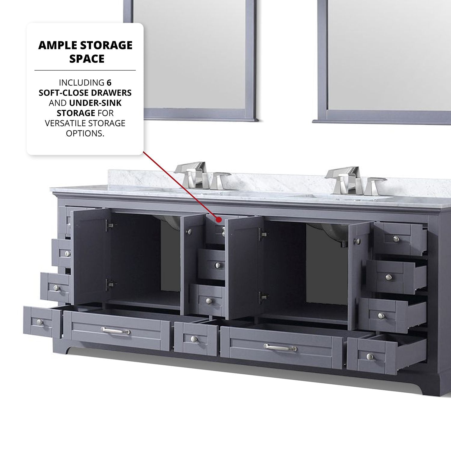 Dark Grey Double Bath Vanity with Ample Storage
