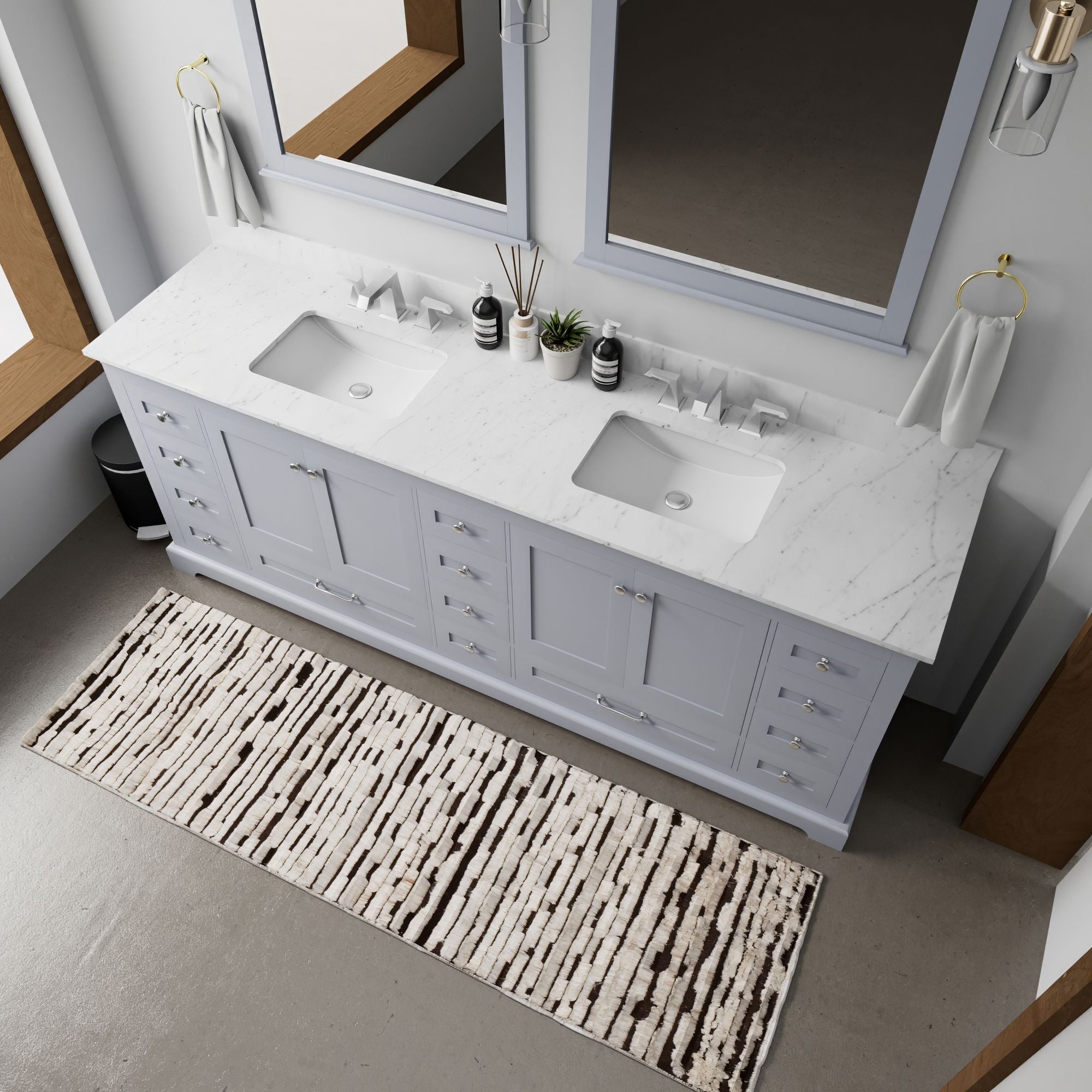 Dark Grey Double Bath Vanity with Ample Storage