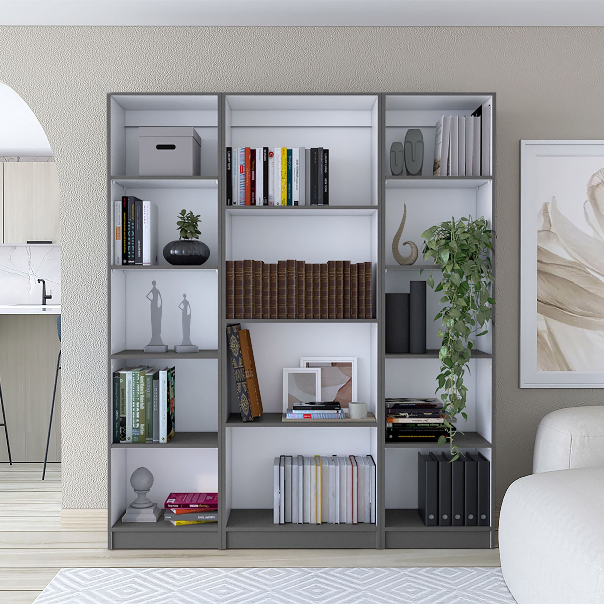 Davie Three-Piece Bookcase Set