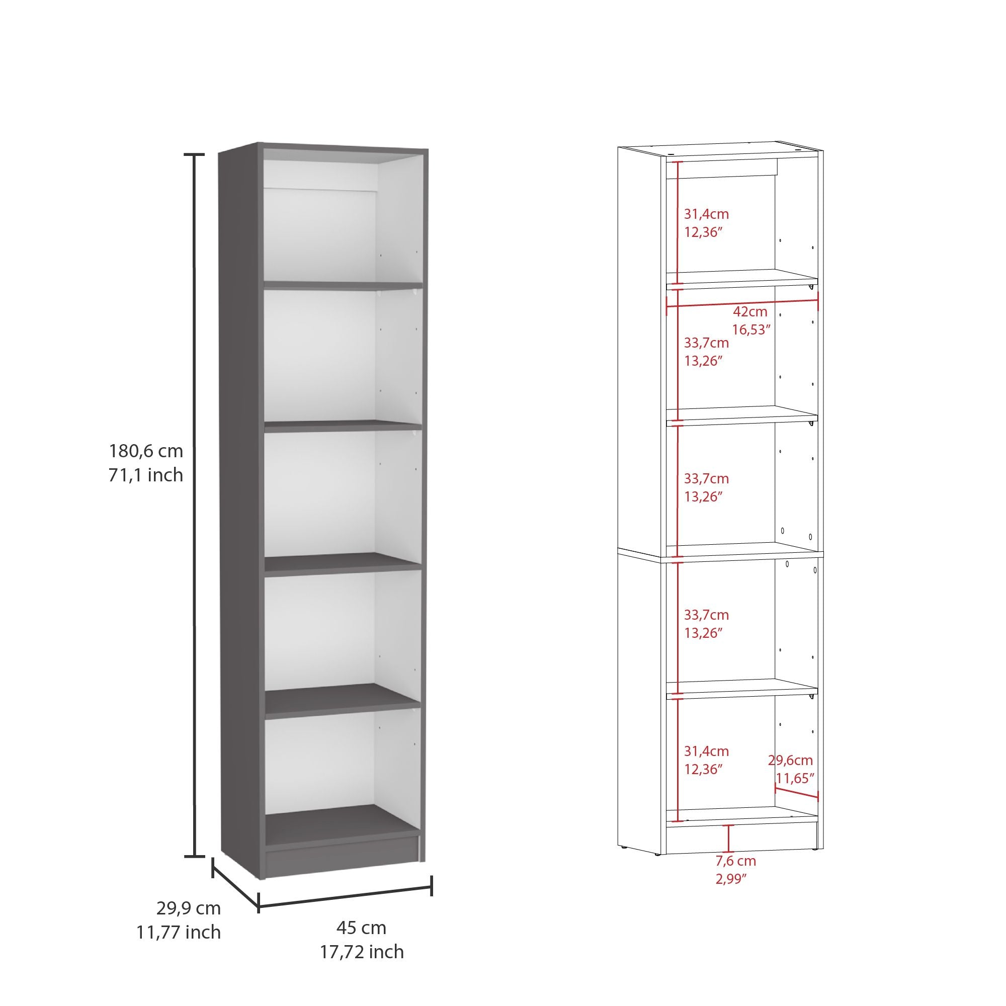 Davie Three-Piece Bookcase Set