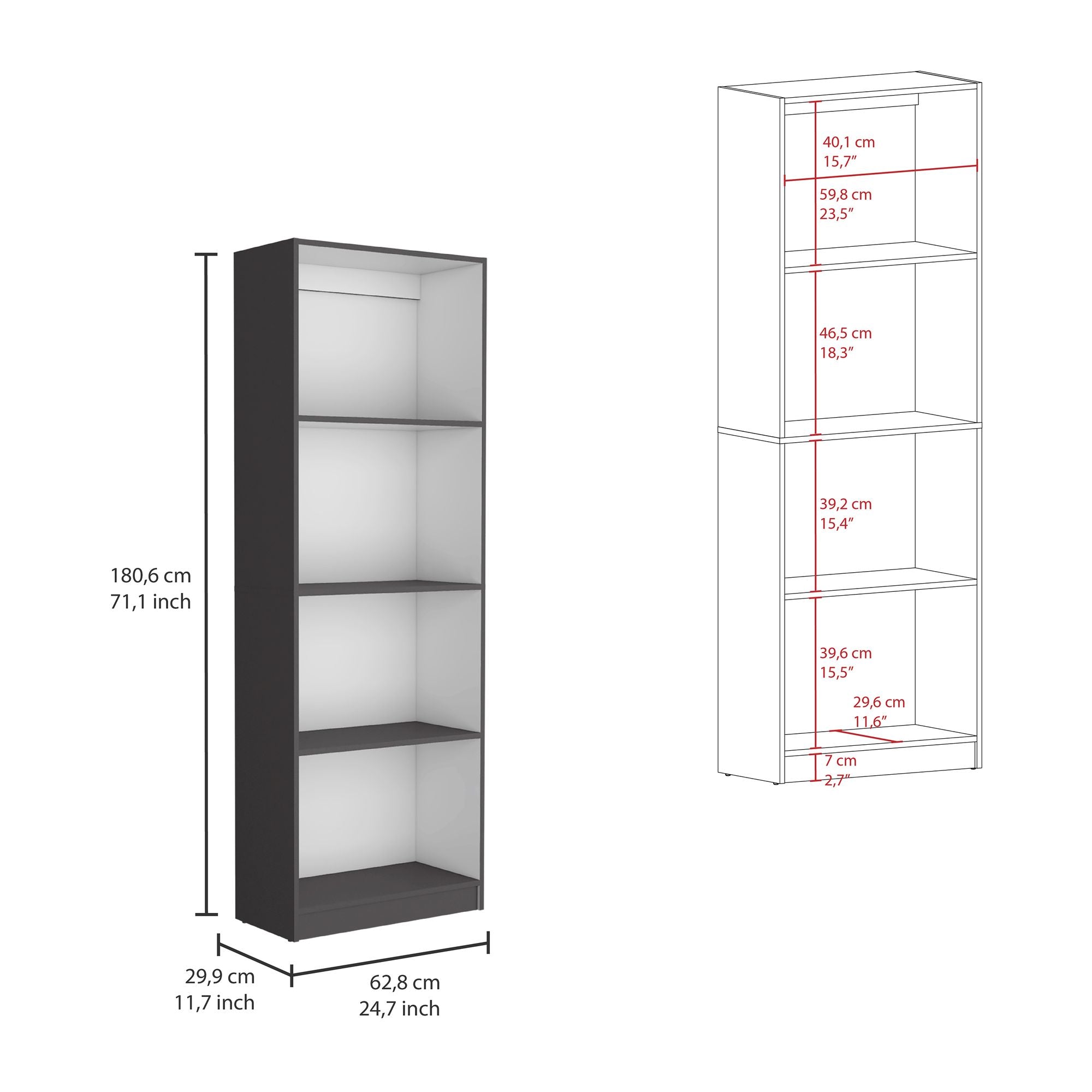 Davie Three-Piece Bookcase Set