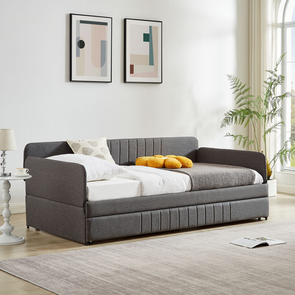 Grey Daybed with Pull-Out Guest Trundle
