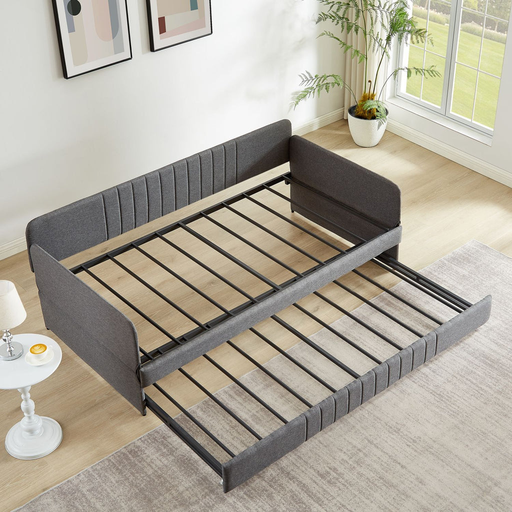 Grey Daybed with Pull-Out Guest Trundle
